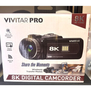 Vivitar 8K Camcorder Record Events 64MP 3 Touchscreen WiFi 18x Zoom Night Vision